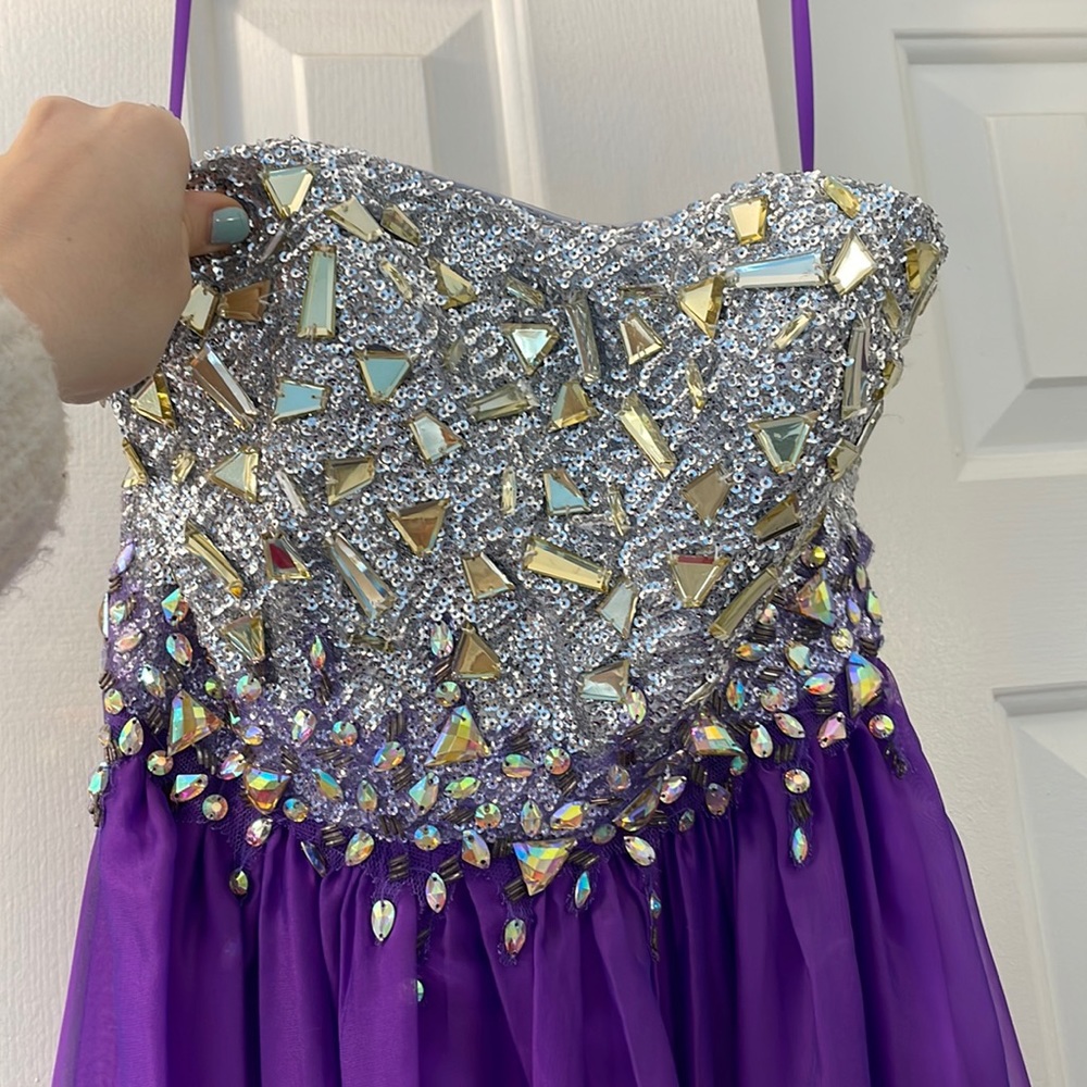 Purple long prom dress